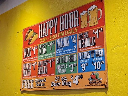 Happy hour menu