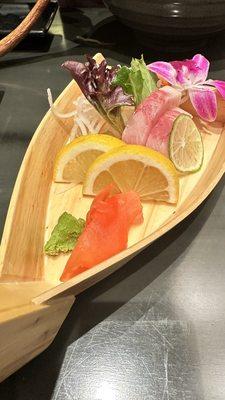 Salmon & hamachi sashimi boat