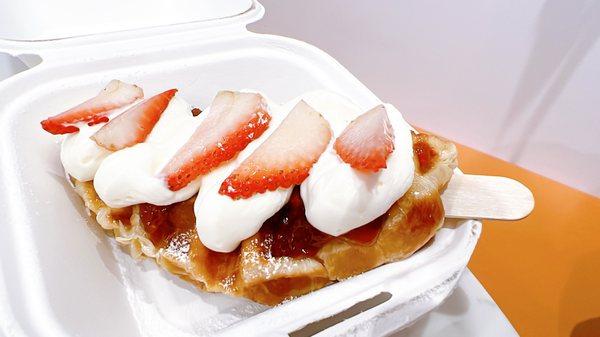 Strawberry Cream Cheese Croffle - $5.25 alone; $11.95 combo