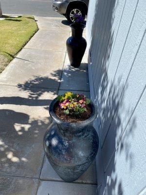 My pots. We added a shelf so only needed a small amount of soil. Heavy but not too heavy.