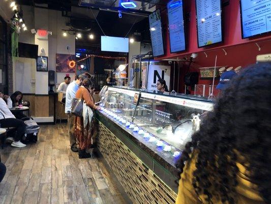 The counter where ice cream is created.