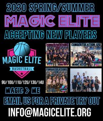 All accepting club players! Email us for a private try out info@magicelite.org.