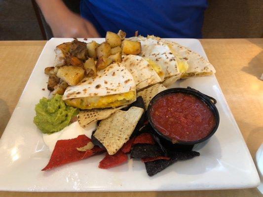 Breakfast quesadillas with chorizo!