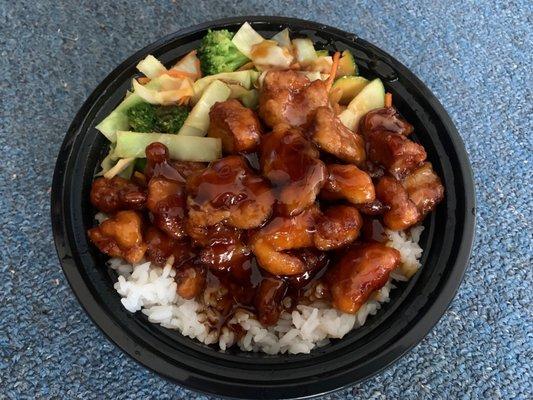 Orange chicken bowl.