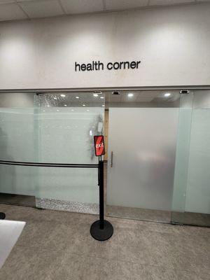 Broken glass doors for health corner