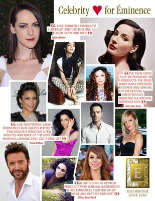 Celebrities love Eminence Organics Skin Care