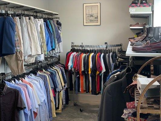 Our men's clothing, shoes and accessories section.