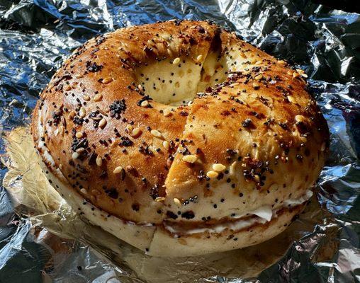 Everything bagel and cream cheese