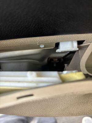 Damages on driver side door panel