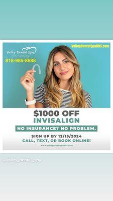 $1000 OFF Invisalign treatment offer ends 12/15/2024.