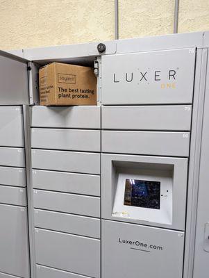 Art Foundry mail room Luxer One lockers. Lockers can be opened remotely using the Luxer One app.