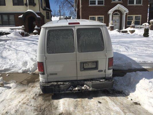 Van blocking sidewalk