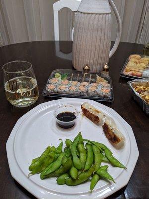 Edamame and gyoza