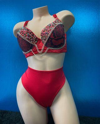 One of our custom burlesque bras!  Clients can shop performance wear, dance wear and swim wear with us!