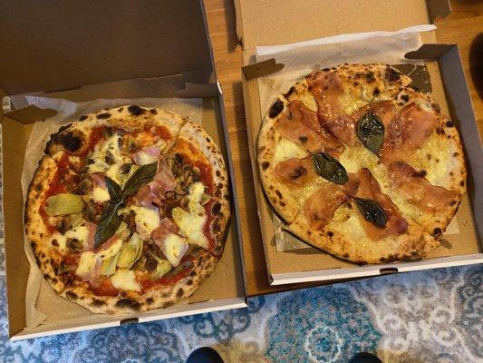 Capricciosa Pizza and Speck and Brie Pizza