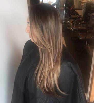 Sunkissed "Vacation Hair!" Dimensions of vanilla & honey blondes on her chocolate brown base @hairbyaimeechristine