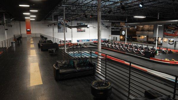 The mezzanine above K1 Speed Anaheim's track