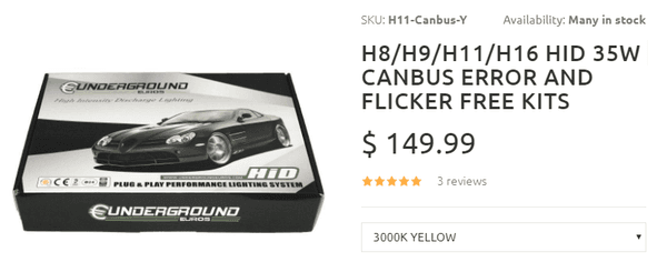 H8/H9/H11/H16 HID 35W CANBUS ERROR AND FLICKER FREE KITS $ 149.99