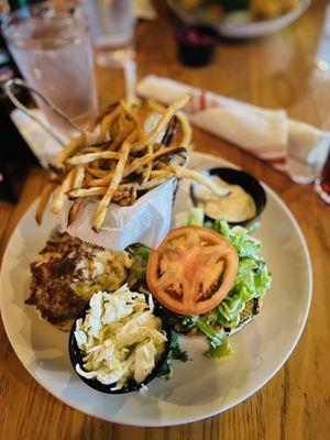 Was not a fan of the crab cake flavor or fries . The crab meat was slippery.