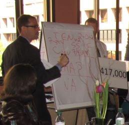 Michael teaching to a group of Real Estate Professionals.  (Downtown Real Estate Caravan 2012)