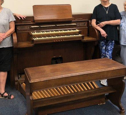 The antique organ after Mike's Moving team got it to its final museum destination on time and without a scratch!