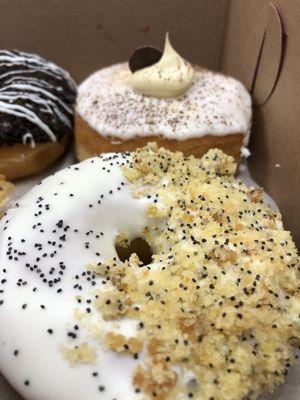 Lemon Poppyseed (lemon poppyseed cake with lemon icing) and Tiramisu in the back