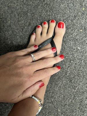 Manicure with dip powder and pedicure!