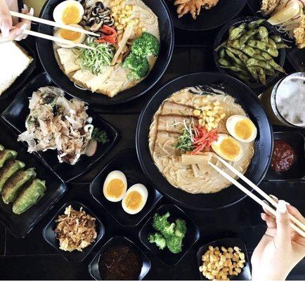 Slurpin' Ramen with Appetizers and toppings