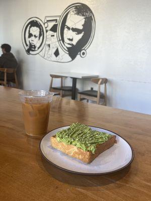 cold brew and avocado toast