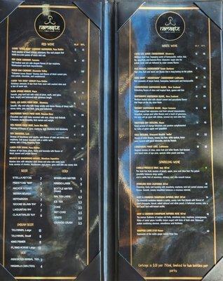 Drinks menu