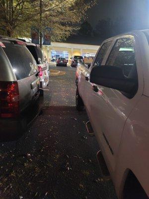 employee's husband truck blocking my wife's car in for 30 minutes.