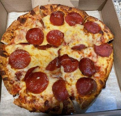 Small pepperoni pizza (carry out)