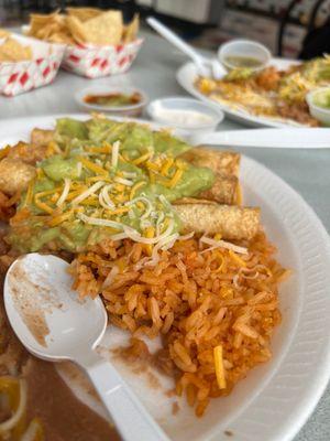 5 Piece Rolled Tacos with Guacamole and Cheese