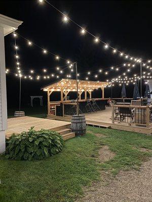 Outdoor Side Bar with a String Lights