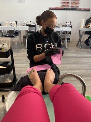 Incredible pedicure with Jaeden