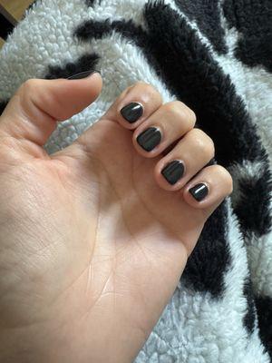 black manicure on short nails 6 days after service