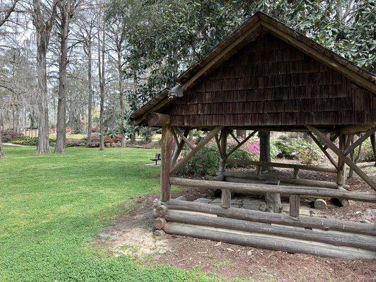 Rustic Picnic shelter at Edisto Gardens