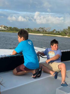 Boys loving the boat