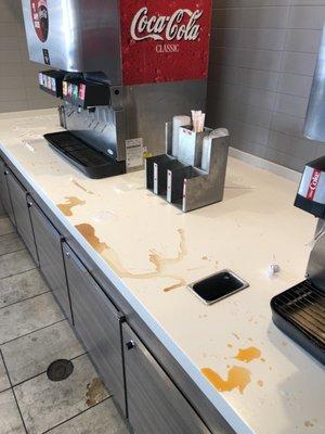 Someone tell these people it's easier if they clean the beverage area more than once a week!!