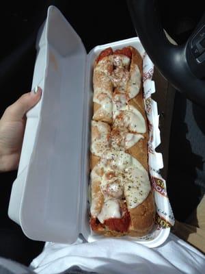 Take out large meatball sub.