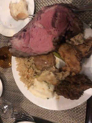 Prime Rib, wild rice, pot roast, and pork schnitzel.