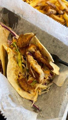 Blackened catfish tacos.