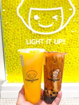 Lemon Mango Slushy and Brown Sugar Milk Tea