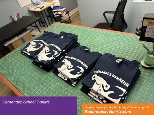 School T-shirts. One Color Print. Front of Shirts. ( designed and made)