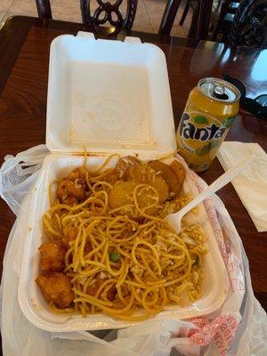 Orange chicken & chow mein