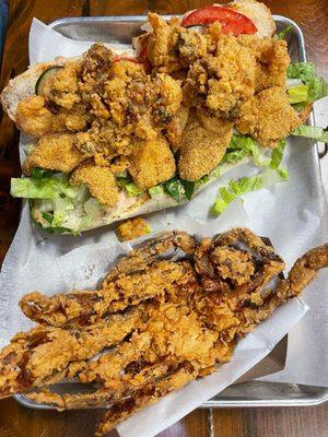 Shipwreck Poboy and Soft Shell Crab on Side