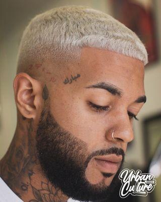 Beard Edge up, mid fade with waves