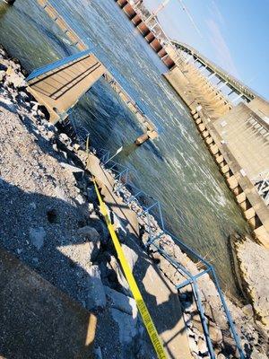 The fishing pier is closed at this time due to rising water levels.