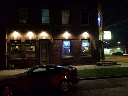 New lighting on the brick facade