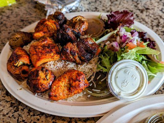 Lamb Kabob and Chicken Kabob Plate